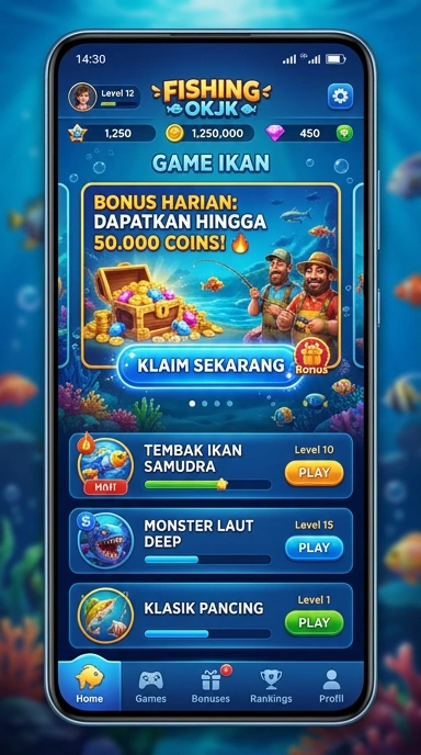 Halaman utama aplikasi okjk dengan navigasi yang jelas.